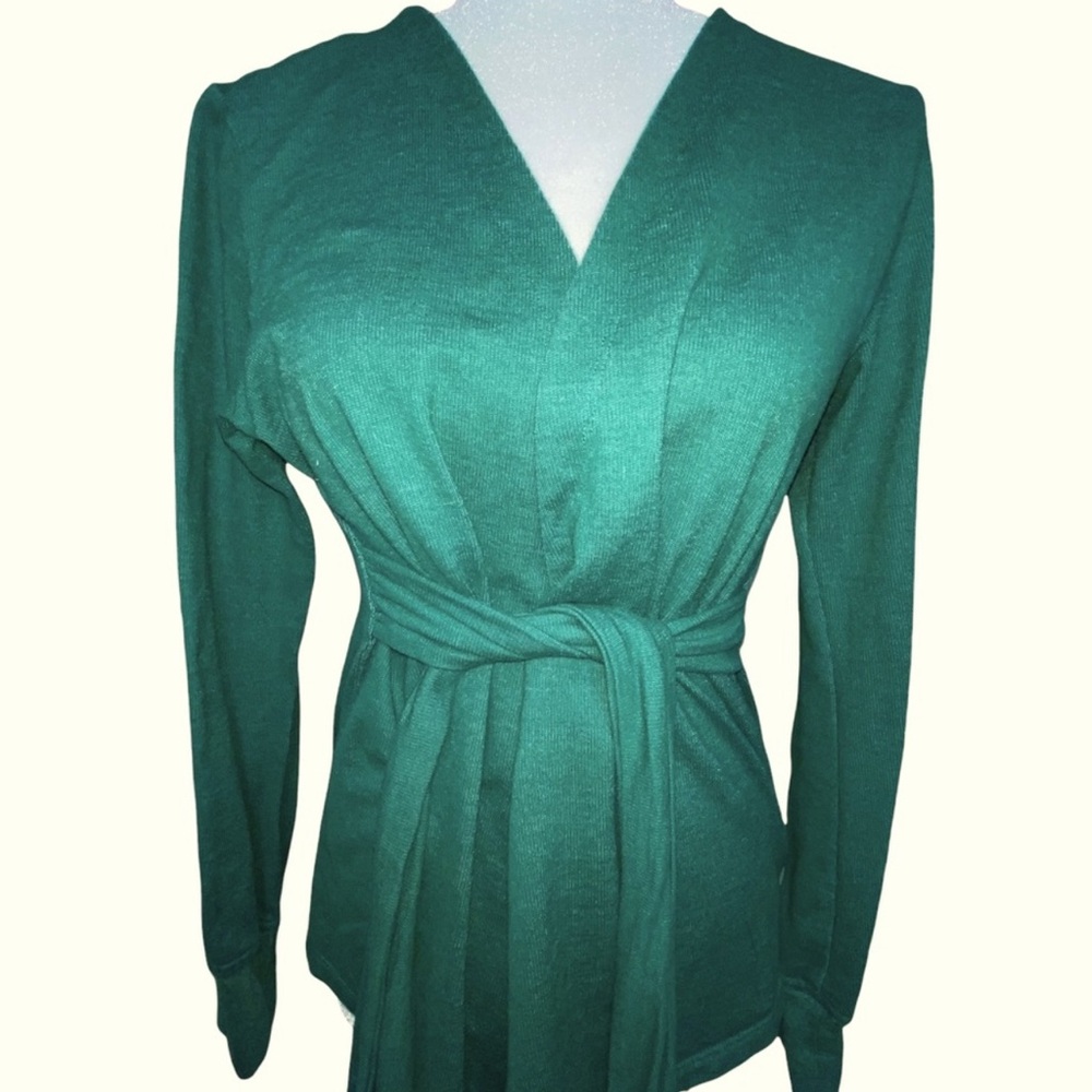 The North Face L cardigan green ballet wrap sweater sweatshirt belt